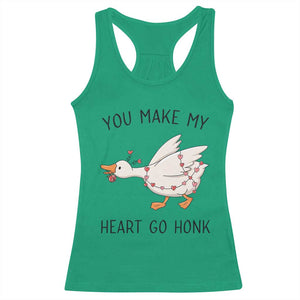 Funny Valentine Goose Racerback Tank Top You Make My Heart Go Honk Cute Romantic Gift TS02 Irish Green Print Your Wear
