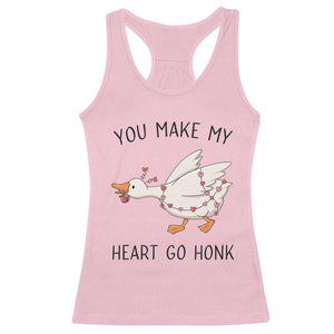 Funny Valentine Goose Racerback Tank Top You Make My Heart Go Honk Cute Romantic Gift TS02 Light Pink Print Your Wear