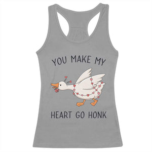Funny Valentine Goose Racerback Tank Top You Make My Heart Go Honk Cute Romantic Gift TS02 Sport Gray Print Your Wear