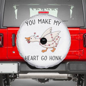 Funny Valentine Goose Spare Tire Cover You Make My Heart Go Honk Cute Romantic Gift TS02 White Print Your Wear
