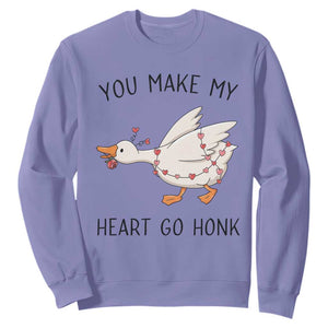 Funny Valentine Goose Sweatshirt You Make My Heart Go Honk Cute Romantic Gift TS02 Violet Print Your Wear