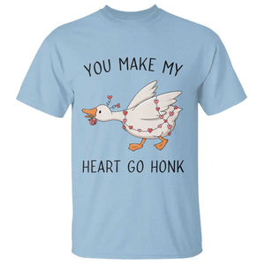 Funny Valentine Goose T Shirt You Make My Heart Go Honk Cute Romantic Gift TS02 Light Blue Print Your Wear