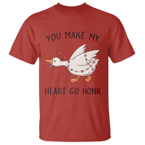 Funny Valentine Goose T Shirt You Make My Heart Go Honk Cute Romantic Gift TS02 Red Print Your Wear