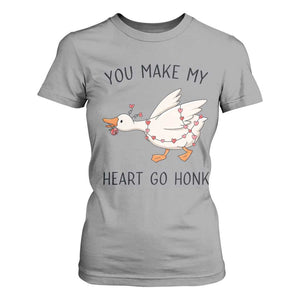 Funny Valentine Goose T Shirt For Women You Make My Heart Go Honk Cute Romantic Gift TS02 Sport Gray Print Your Wear