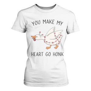 Funny Valentine Goose T Shirt For Women You Make My Heart Go Honk Cute Romantic Gift TS02 White Print Your Wear
