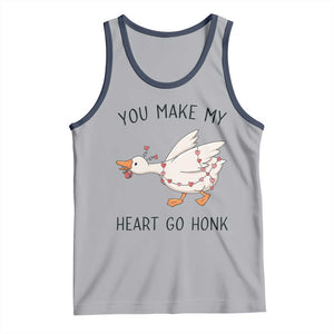 Funny Valentine Goose Tank Top You Make My Heart Go Honk Cute Romantic Gift TS02 Athletic Heather Navy Print Your Wear