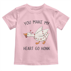 Funny Valentine Goose Toddler T Shirt You Make My Heart Go Honk Cute Romantic Gift TS02 Light Pink Print Your Wear