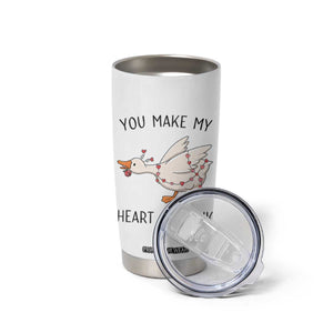 Funny Valentine Goose Tumbler Cup You Make My Heart Go Honk Cute Romantic Gift TS02 Print Your Wear