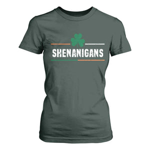 Funny St Patricks Day Matching T Shirt For Women Shenanigans Irish Shamrock TS02 Dark Forest Green Print Your Wear