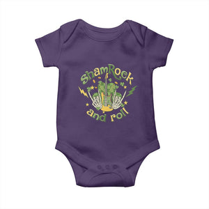 Funny St Patricks Day Baby Onesie Shamrock 'N Roll Irish Music Rocking Skeleton Hand with Guitar TS02 Purple Print Your Wear