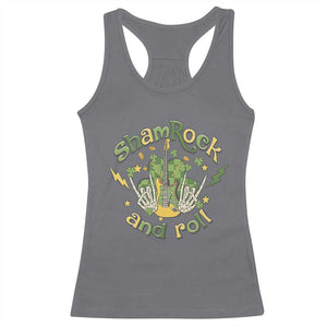 Funny St Patricks Day Racerback Tank Top Shamrock 'N Roll Irish Music Rocking Skeleton Hand with Guitar TS02 Charcoal Print Your Wear