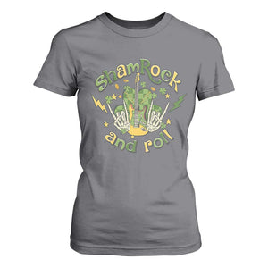 Funny St Patricks Day T Shirt For Women Shamrock 'N Roll Irish Music Rocking Skeleton Hand with Guitar TS02 Charcoal Print Your Wear