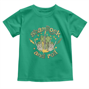 Funny St Patricks Day Toddler T Shirt Shamrock 'N Roll Irish Music Rocking Skeleton Hand with Guitar TS02 Irish Green Print Your Wear