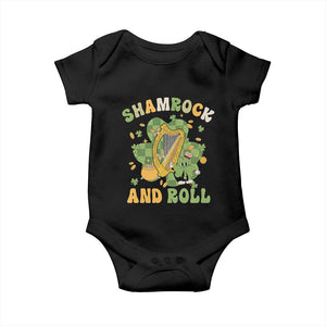 Funny St Patricks Day Baby Onesie Shamrock 'N Roll Irish Music Celtic Harp TS02 Black Print Your Wear