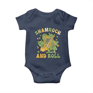 Funny St Patricks Day Baby Onesie Shamrock 'N Roll Irish Music Celtic Harp TS02 Navy Print Your Wear