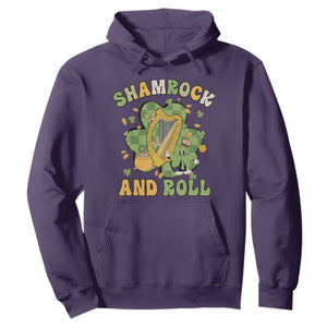 Funny St. Patricks Day Hoodie Shamrock 'N Roll Irish Music Celtic Harp TS02 Purple Printyourwear