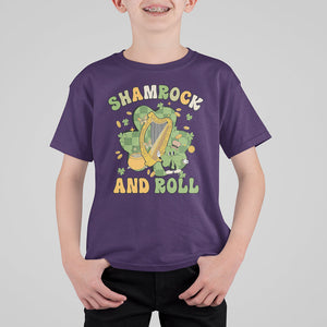 Funny St. Patricks Day T Shirt For Kid Shamrock 'N Roll Irish Music Celtic Harp TS02 Purple Printyourwear
