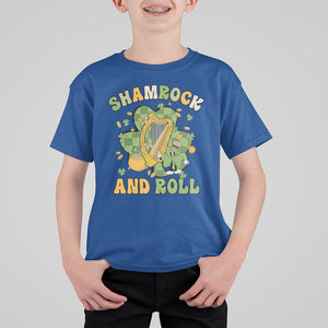 Funny St. Patricks Day T Shirt For Kid Shamrock 'N Roll Irish Music Celtic Harp TS02 Royal Blue Printyourwear