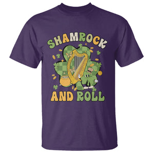 Funny St. Patricks Day T Shirt Shamrock 'N Roll Irish Music Celtic Harp TS02 Purple Printyourwear