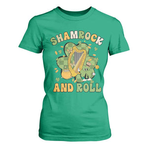 Funny St Patricks Day T Shirt For Women Shamrock 'N Roll Irish Music Celtic Harp TS02 Irish Green Print Your Wear