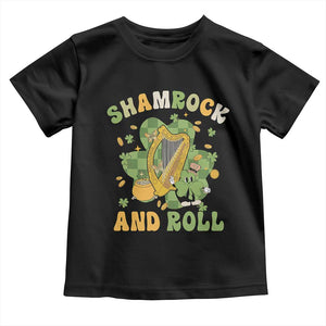 Funny St Patricks Day Toddler T Shirt Shamrock 'N Roll Irish Music Celtic Harp TS02 Black Print Your Wear