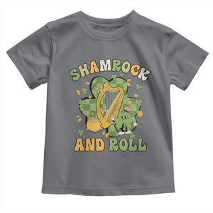 Funny St Patricks Day Toddler T Shirt Shamrock 'N Roll Irish Music Celtic Harp TS02 Charcoal Print Your Wear