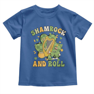 Funny St Patricks Day Toddler T Shirt Shamrock 'N Roll Irish Music Celtic Harp TS02 Royal Blue Print Your Wear