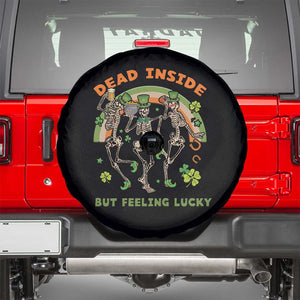 Irish Dancing Skeleton Spare Tire Cover Dead Inside But Feeling Lucky Drinking Beer St Patrick's Day TS02 Black Print Your Wear