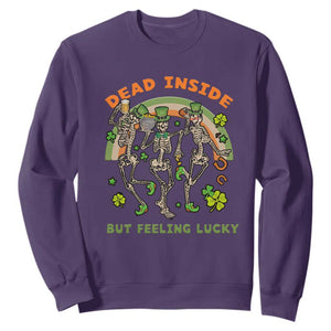 Irish Dancing Skeleton Sweatshirt Dead Inside But Feeling Lucky Drinking Beer St Patrick's Day TS02 Purple Printyourwear