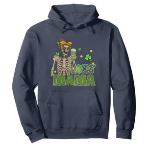 Irish Skeleton Mom Hoodie Lucky Mama Messy Bun Drinking Beer St Patrick's Day Mother's Day TS02 Navy Printyourwear