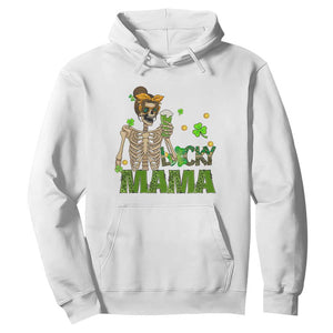 Irish Skeleton Mom Hoodie Lucky Mama Messy Bun Drinking Beer St Patrick's Day Mother's Day TS02 White Printyourwear
