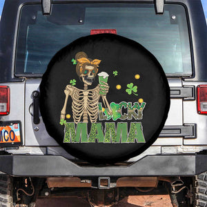Irish Skeleton Mom Spare Tire Cover Lucky Mama Messy Bun Drinking Beer St Patrick's Day Mother's Day TS02 No hole Black Print Your Wear