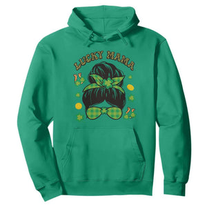 Funny St. Patricks Day Hoodie Lucky Mama Messy Bun Mom TS02 Irish Green Printyourwear