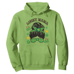 Funny St. Patricks Day Hoodie Lucky Mama Messy Bun Mom TS02 Lime Printyourwear