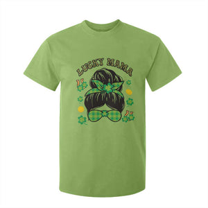 Funny St Patricks Day T Shirt For Kid Lucky Mama Messy Bun Mom TS02 Lime Print Your Wear