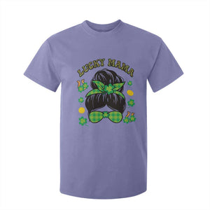 Funny St Patricks Day T Shirt For Kid Lucky Mama Messy Bun Mom TS02 Violet Print Your Wear