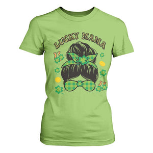 Funny St Patricks Day T Shirt For Women Lucky Mama Messy Bun Mom TS02 Lime Print Your Wear
