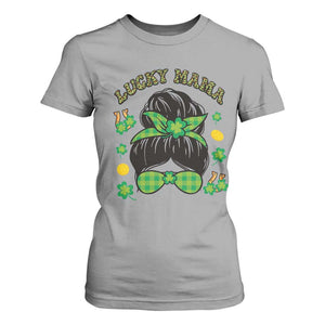 Funny St Patricks Day T Shirt For Women Lucky Mama Messy Bun Mom TS02 Sport Gray Print Your Wear