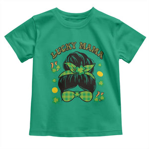 Funny St Patricks Day Toddler T Shirt Lucky Mama Messy Bun Mom TS02 Irish Green Print Your Wear