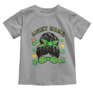 Funny St Patricks Day Toddler T Shirt Lucky Mama Messy Bun Mom TS02 Sport Gray Print Your Wear