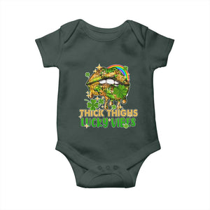 Funny St Patricks Day Women Baby Onesie Thick Thighs Lucky Vibes Leopard Biting Lips TS02 Print Your Wear