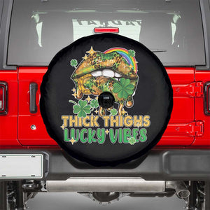 Funny St Patricks Day Women Spare Tire Cover Thick Thighs Lucky Vibes Leopard Biting Lips TS02 Black Print Your Wear