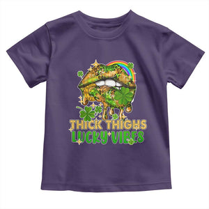 Funny St Patricks Day Women Toddler T Shirt Thick Thighs Lucky Vibes Leopard Biting Lips TS02 Purple Print Your Wear