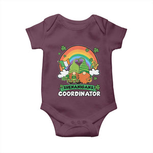 Cute St Patricks Day Baby Onesie Shenanigans Coordinator Gnomes Rainbow TS02 Maroon Print Your Wear