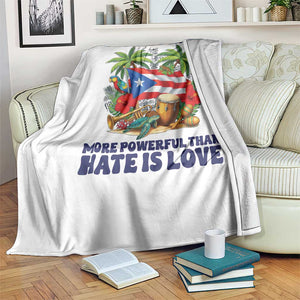 The Only Thing More Powerful Than Hate Is Love Puerto Rico Throw Blanket Unity and Love Boricua Heritage Pride TS02 Print Your Wear
