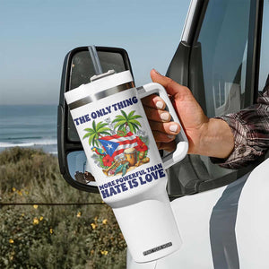 The Only Thing More Powerful Than Hate Is Love Puerto Rico Tumbler With Handle Unity and Love Boricua Heritage Pride TS02 Print Your Wear