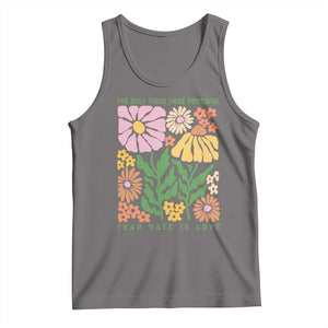 The Only Thing More Powerful Than Hate Is Love Tank Top Retro Floral Bunny Inspirational Quote TS02 Deep Heather Print Your Wear