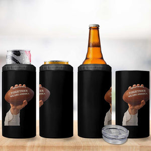 Together We Are America Bunny Holding Football 4 in 1 Can Cooler Tumbler Unity Game Day Inspirational Quote TS02 Print Your Wear