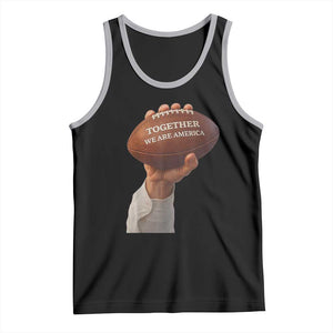 Together We Are America Bunny Holding Football Tank Top Unity Game Day Inspirational Quote TS02 Black Athletic Heather Print Your Wear