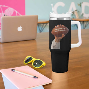 Together We Are America Bunny Holding Football Tumbler With Handle Unity Game Day Inspirational Quote TS02 Print Your Wear